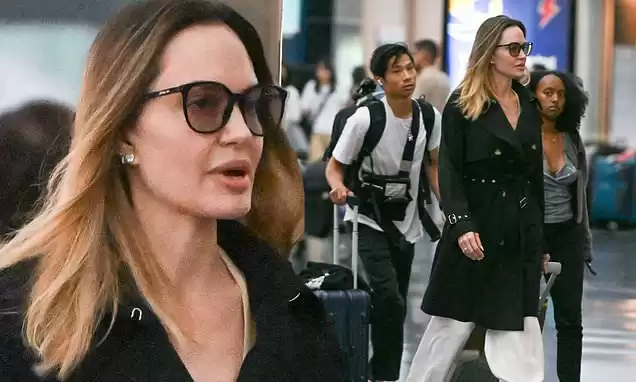 Angelina Jolie seen at JFK airport following her acquisition of a Manhattan property