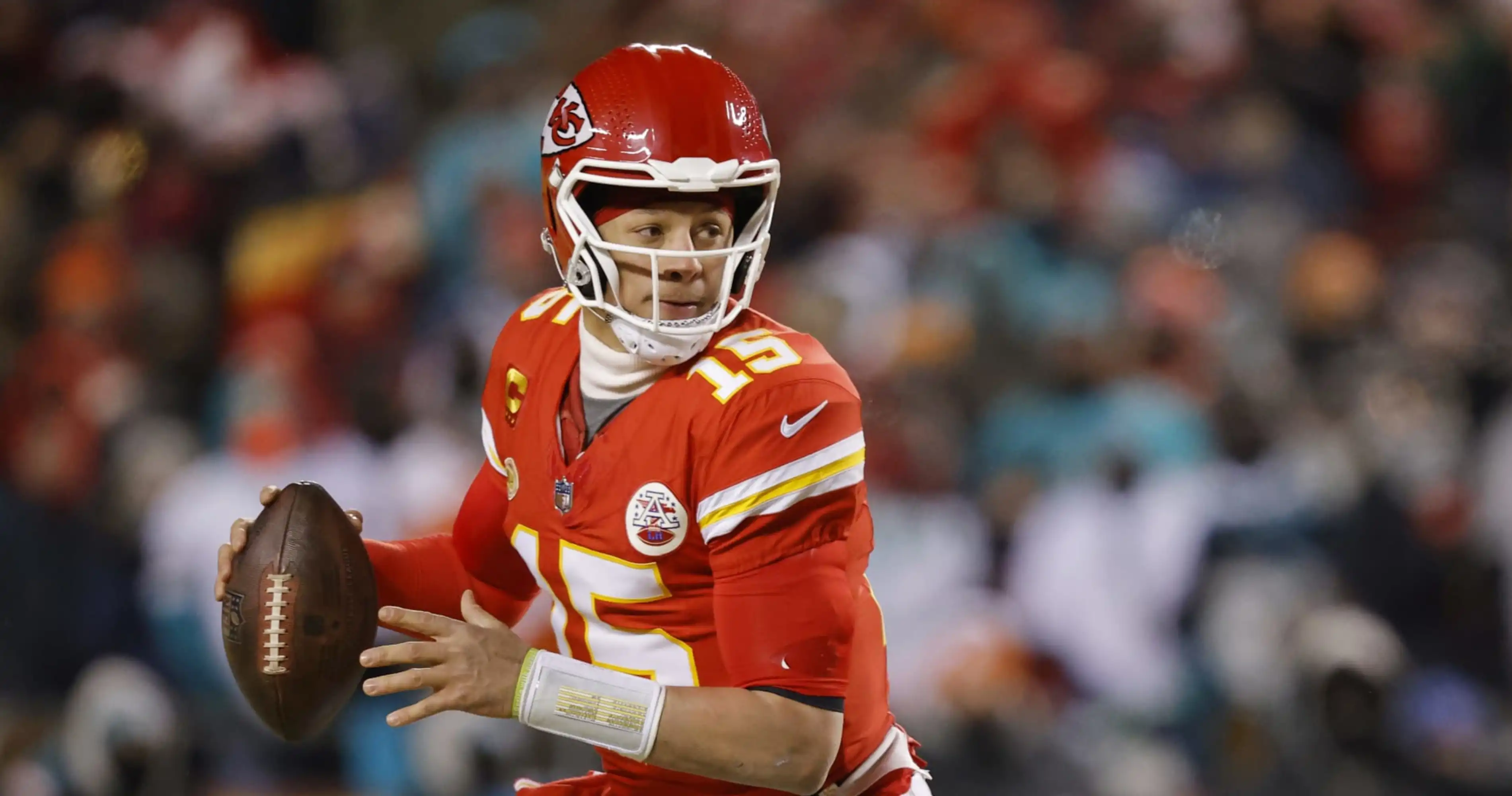 Chiefs Patrick Mahomes helmet shatters cold Dolphins first
