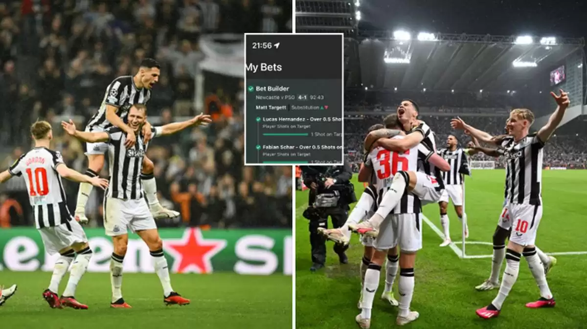 LAD wins £10k bet with epic goals by Dan Burn, Fabian Schar, and Lucas Hernandez in Newcastle's victory over PSG.