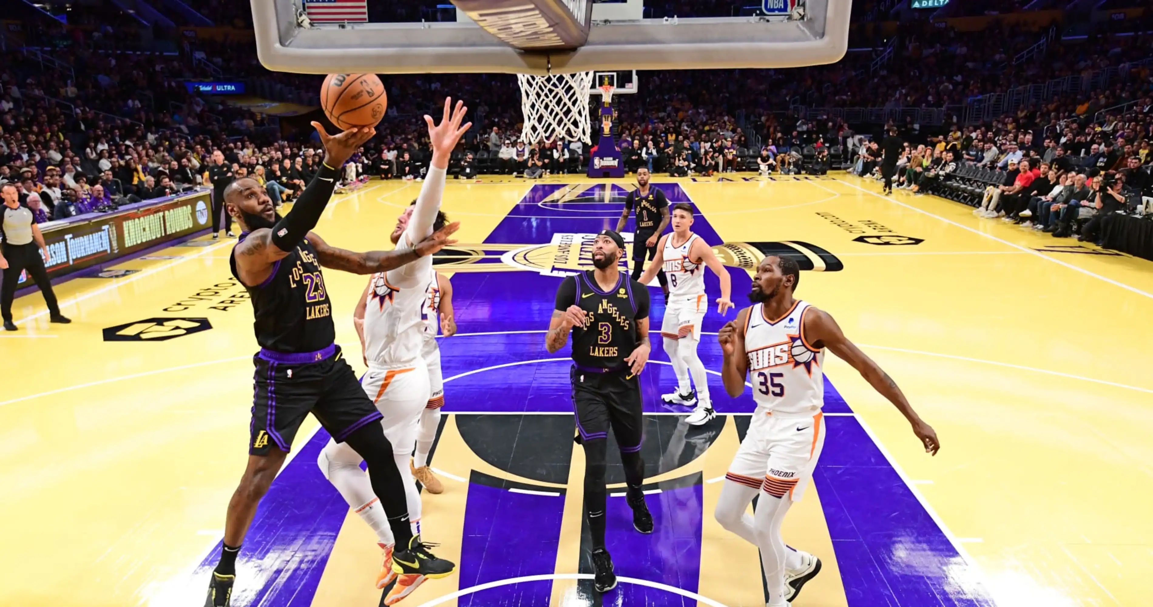 LeBron James, Anthony Davis Lakers NBA Durant Suns Eliminate IST