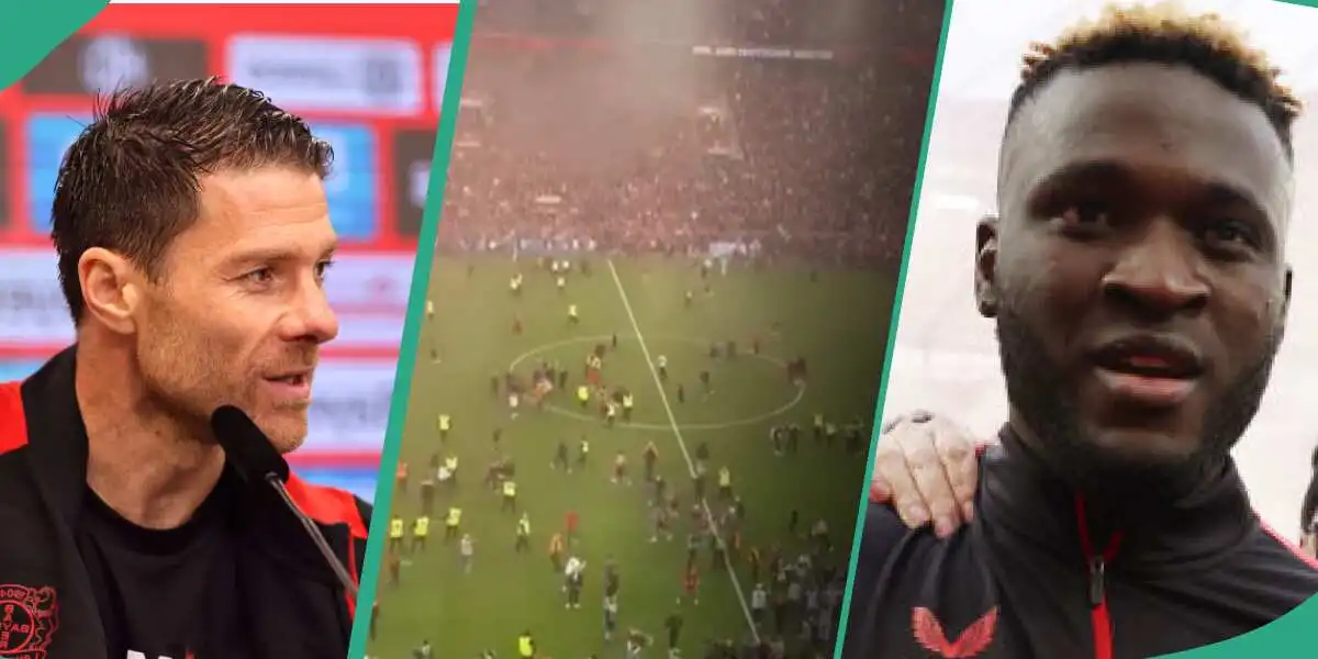 Leverkusen fans storm pitch as Victor Boniface seals Bundesliga title; Nigerians celebrate