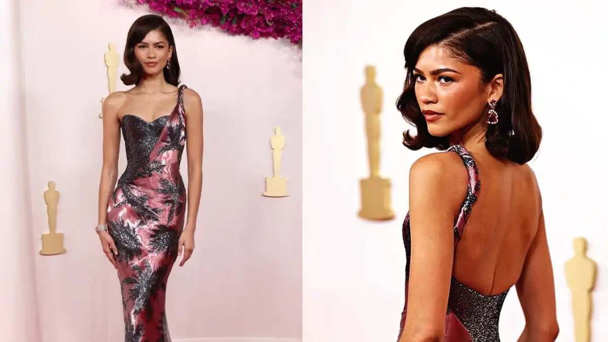 Oscars 2024: Zendaya in Giorgio Armani Black and Pink Column Dress - See Photos
